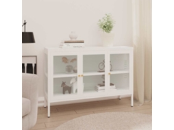 Vidaxl Aparador 105x35x70 Cm Vidro E Aço Branco