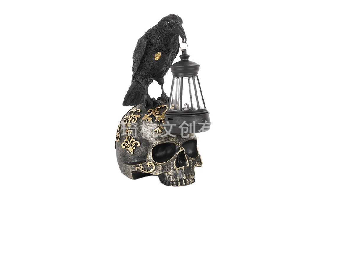 Laxiscreed Farol De Halloween Com Corvo Em Caveira Para Decoração De Entrada E Sala
