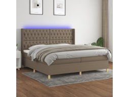 Vidaxl Cama Box Spring Colchão/led 200x200cm Tecido Cinza acastanhado