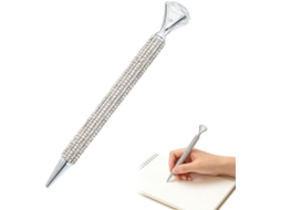 Caneta Esferográfica Strass, Retrátil, Com Grande Pedra Preciosa,
