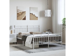 Vidaxl Estrutura De Cama Com Cabeceira E Pés 150x200 Cm Metal Branco