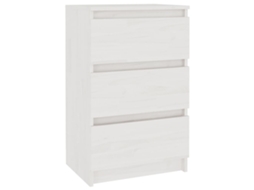 Conjunto 1 Mesa De Cabeceira Vidaxl Branco Madeira De Pinho Maciça (40 X 29.5 X 64 Cm)