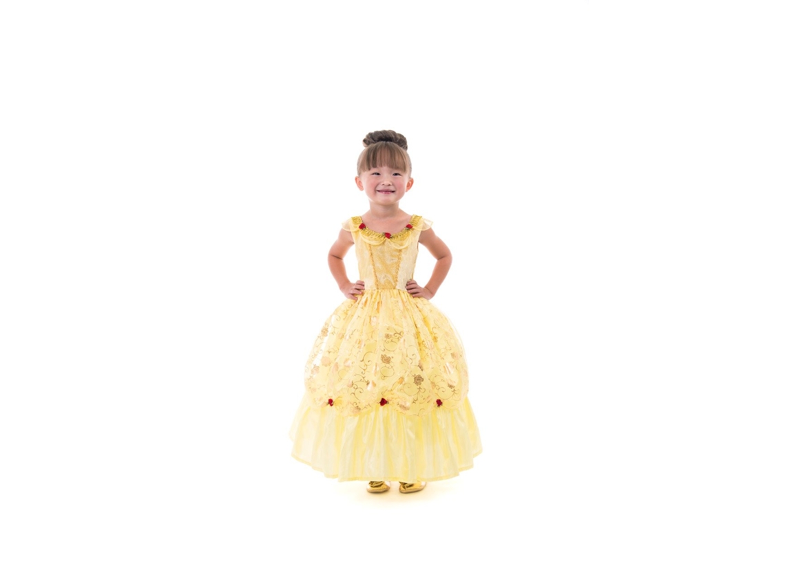 Vestido De Princesa Bela Dourado Da Little Adventures Para Crianças De 3 A 5 Anos Vestido De Fantasia Da Disney