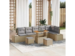 Vidaxl Conjunto De Sofá De Jardim 9 Unid. 8-número De Lugares Bege