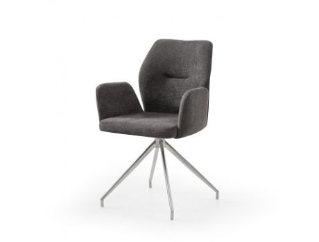 Sala de Jantar Mistile 62X61X50 Cm Acolchoado Braços Cinza Giratório 180 Pés de Metal CASA VITAL