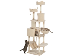 Torre Starter For Bege Cats Large High 173 Cm com Plataformas, Cavern Balls, Suspensão e Rede