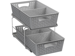 Bandeja Organizadora Plehouseware De 2 Níveis Com Gaveta Removível/armazenamento Embaixo Da Pia, Branco E Cinza Aquaforge