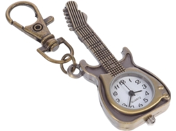 Relógio Bolso Guitarra Mecanismo Quartzo Pulseira Metálica GOKOCO