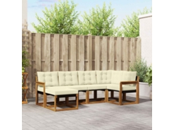 Vidaxl Conjunto De Sofás Para Exterior 6 Pcs Natural E Creme