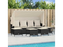 Vidaxl 5 Pcs Conjunto Sofás De Jardim Com Almofadões Vime Pe Preto