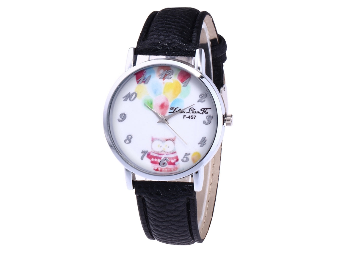 Relógio de Pulso Casal de Quartzo com Pulseira de Couro Lichee Grain Fashion (preto)