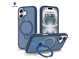 Nova Capa Para Celular Com Suporte Magnético E Rotação De 360°azul Escuro - Iphone 17 Pro Max