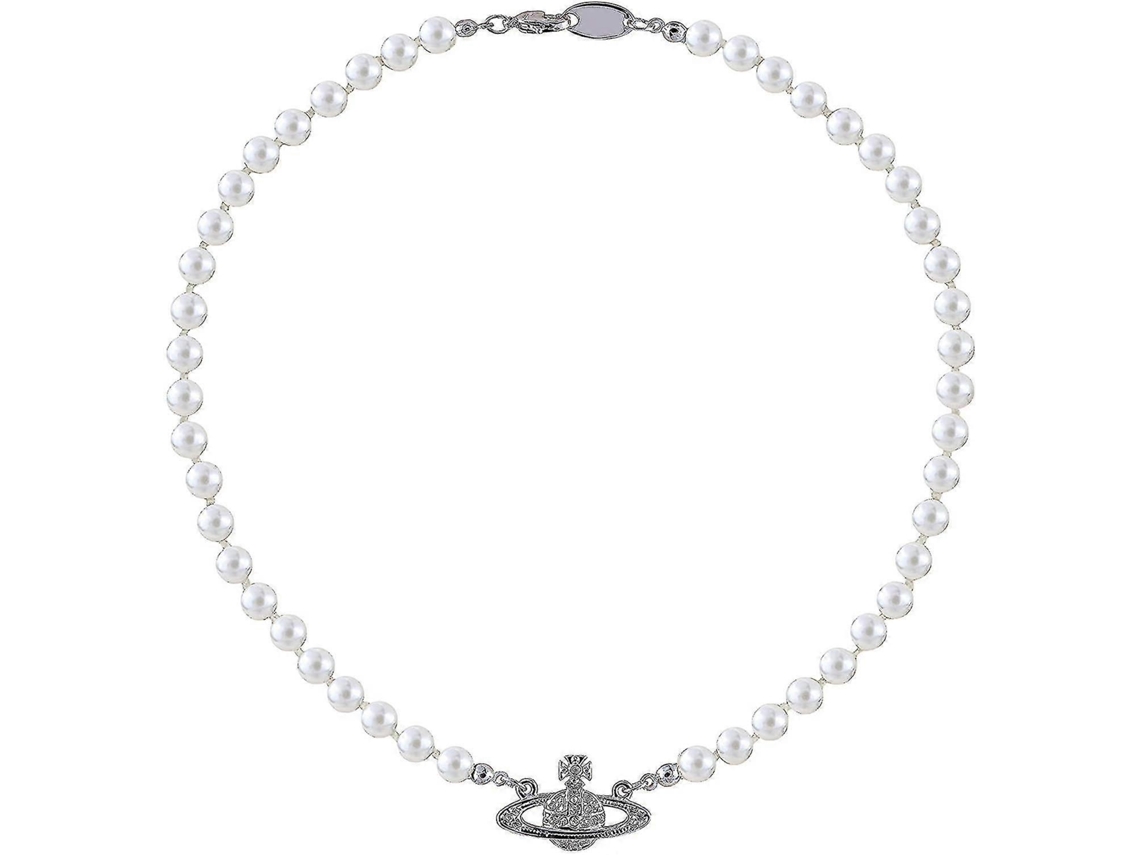Colar De Pérolas Com Planeta Saturno E Strass, Para Mulheres