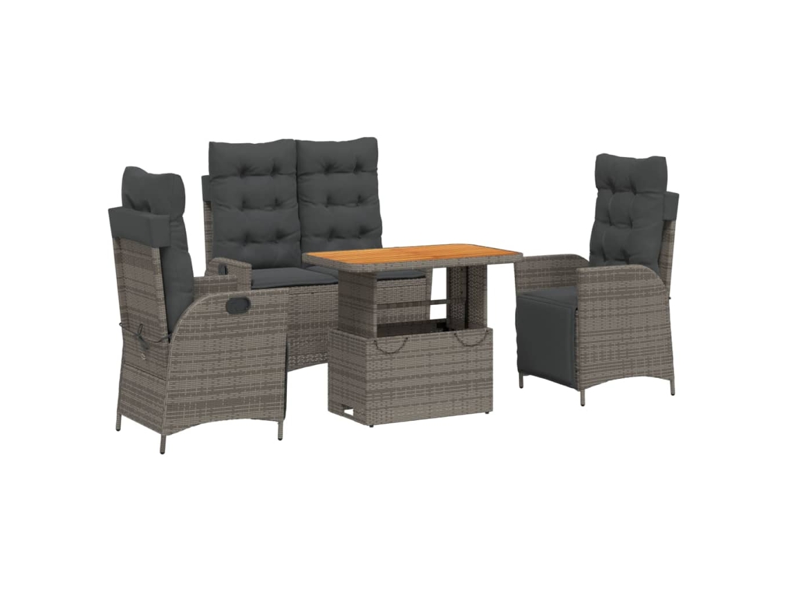 Garden Dining Set, Garden Dining Sets Vidaxl Cinzeto Rattan / Vime (mesa Com 90 Cm De Comprimento)