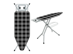 Mesa De Engomar 120 X 45 Cm, Tábua De Engomar Dobrável, Com Capa 100% Algodão, Suporte Para Ferro De Engomar Integrado, Pés Antiderrapantes (preto)