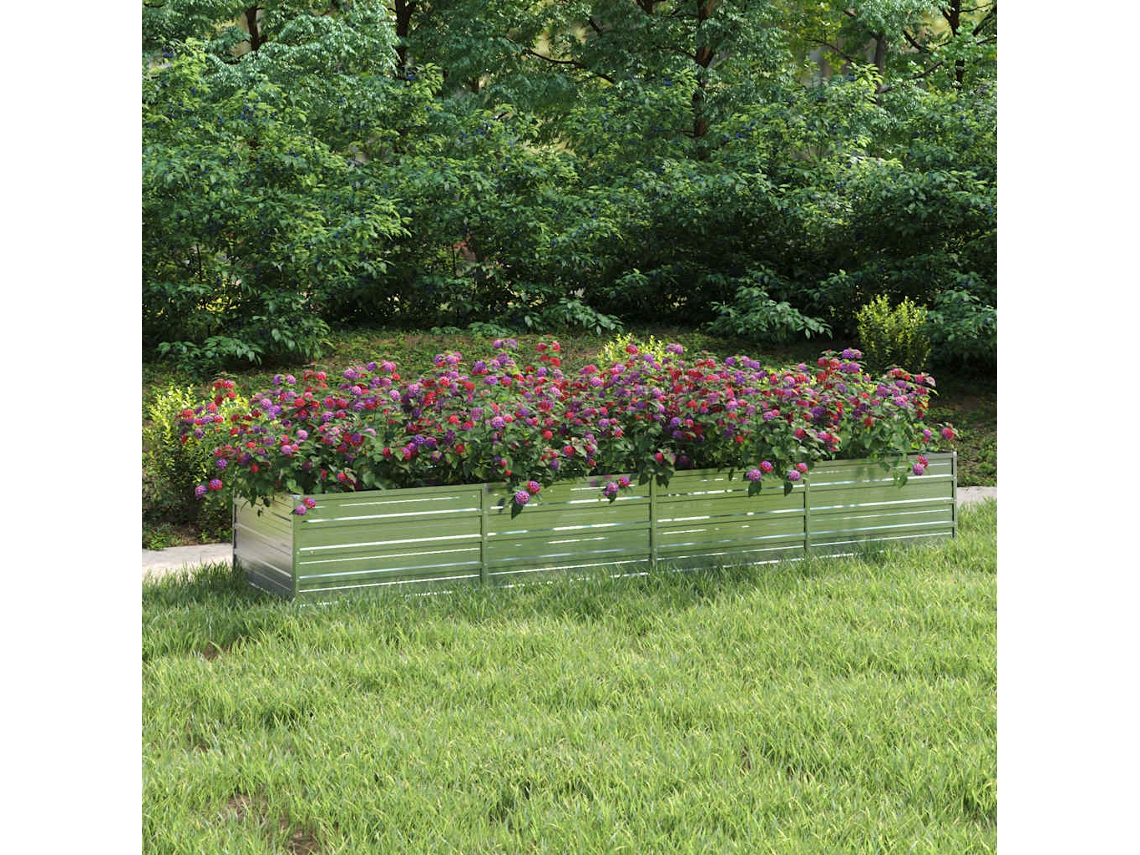 Vidaxl Canteiro Elevado De Jardim 320x80x45cm Aço Galvanizado Prateado