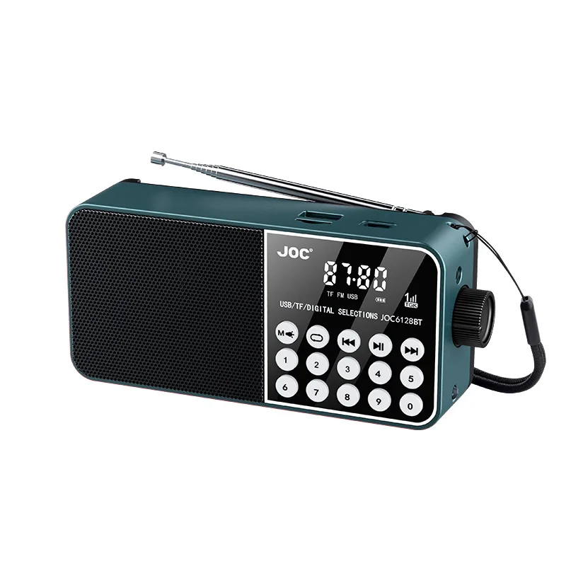Mini Rádio Fm Display Led Hd Alto falante Bluetooth com Lanterna Suporte Tf Cartão Disco U Porta de Fone de Ouvido de 3, 5mm MDUG (azul)
