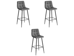 Banco Arceto Veludo Cinza Escuro / Pernas Pretas X 3 Leobert
