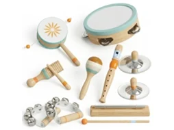 Instrumentos Musicais Infantis. Brinquedos Musicais Inspiradores de Madeira com Pandeiro e Maracas para Crianças de 3+ Anos Ge