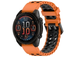Bracelete Para Garmin Ocean (26mm) - Silicone Bicolor - Fivela Dupla Laranja E Preto
