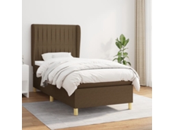 Vidaxl Cama Com Molas/colchão 90x190 Cm Tecido Castanho-escuro