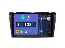 Auto Rádio Carro Bluetooth Autoradio 8GB RAM 128G ROM CarPlay Navegação GPS Ecrã Táctil RoverOne para Mazda 3 Mazda3 BK 2003-2009  