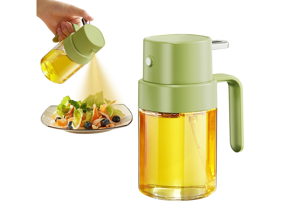 Frasco Spray Recarregável Para Óleo E Azeite, 200 Ml, Verde, Para Aplicação Controlada De Temperos Na Cozinha