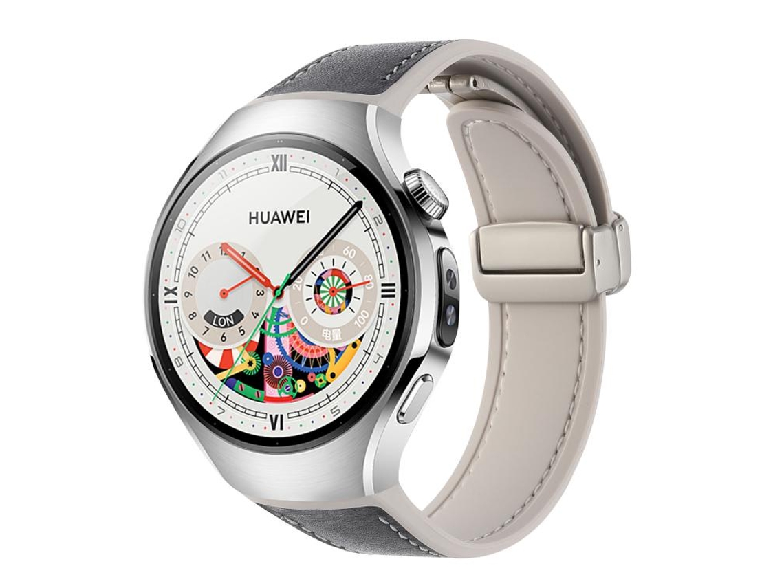 Bracelete para Huawei Watch 5 Silicone e Couro Híbrido com Fivela Magnética Preto Nappa Grain Starlight XIAOMOYU (46mm)