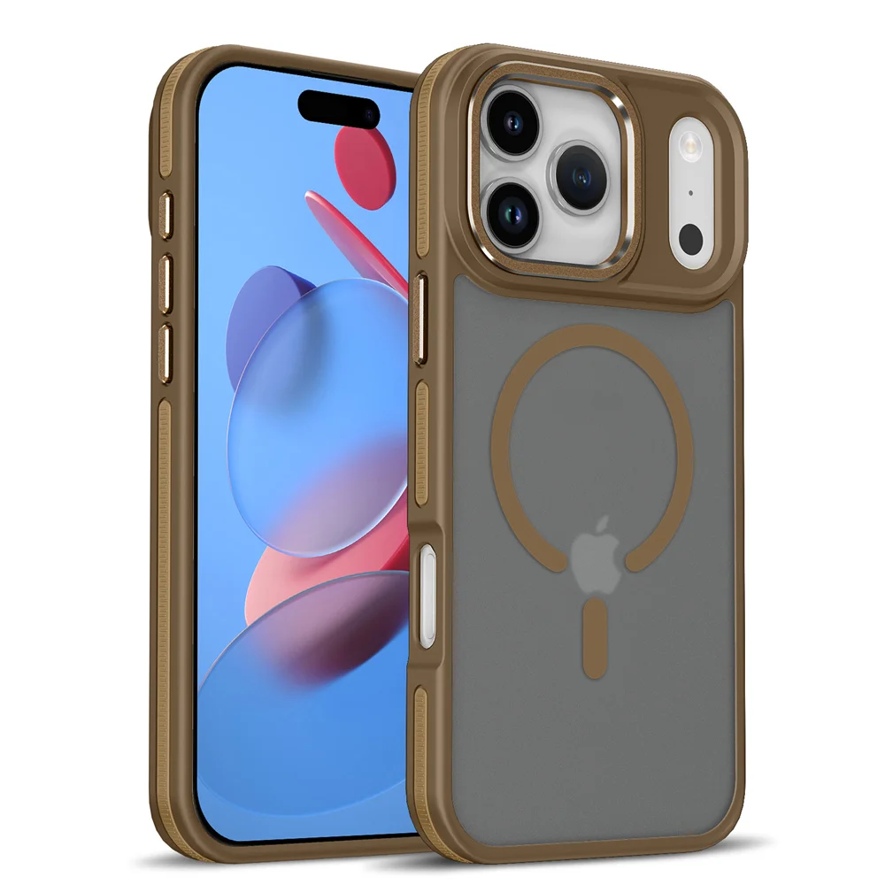 (iphone 17 Pro, Dourado) Capa Magnética Para Iphone, Compatível Com Carregamento Sem Fio Magsafe.
