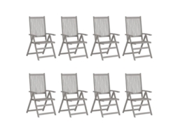 Vidaxl Cadeiras De Jardim Reclináveis 8 Pcs Acácia Maciça Cinzento