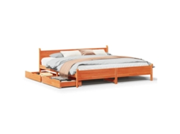 Cama Sem Colchão 200x200 Cm Pinho Maciço Castanho mel MAISON EXCLUSIVE