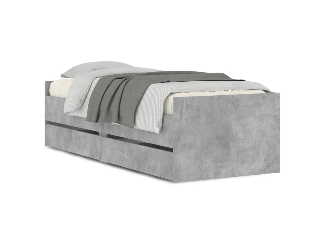 Estrutura de Cama com Gavetas Cinzento Cimento MAISON EXCLUSIVE (90x190 cm)