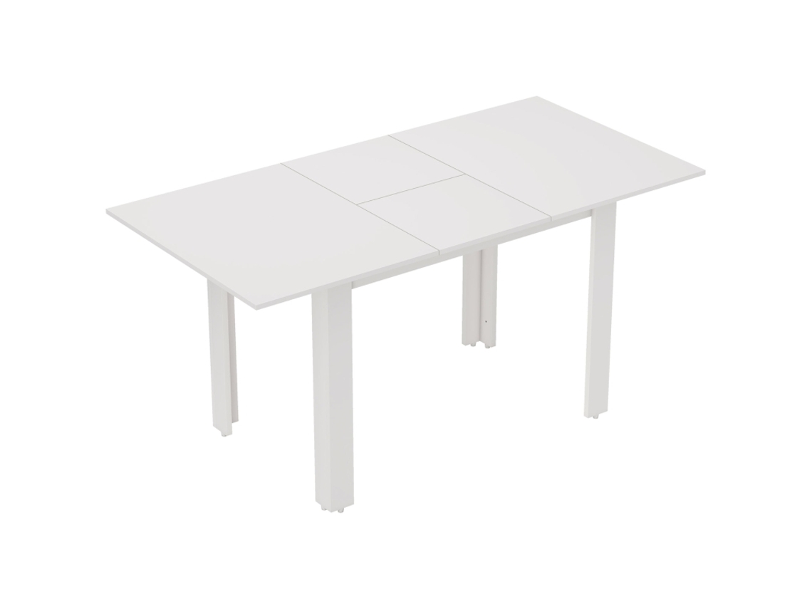 Mesa De Jantar Extensível, 120-160 X 70 Cm, Mesa De Cozinha Ajustável Para 4-6 Pessoas, Mdf, Branco De Alto Brilho Cs