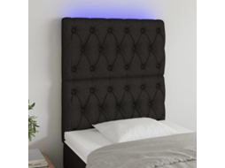 Vidaxl Cabeceira De Cama C/ Luzes Led Tecido 80x7x118/128 Cm Preto