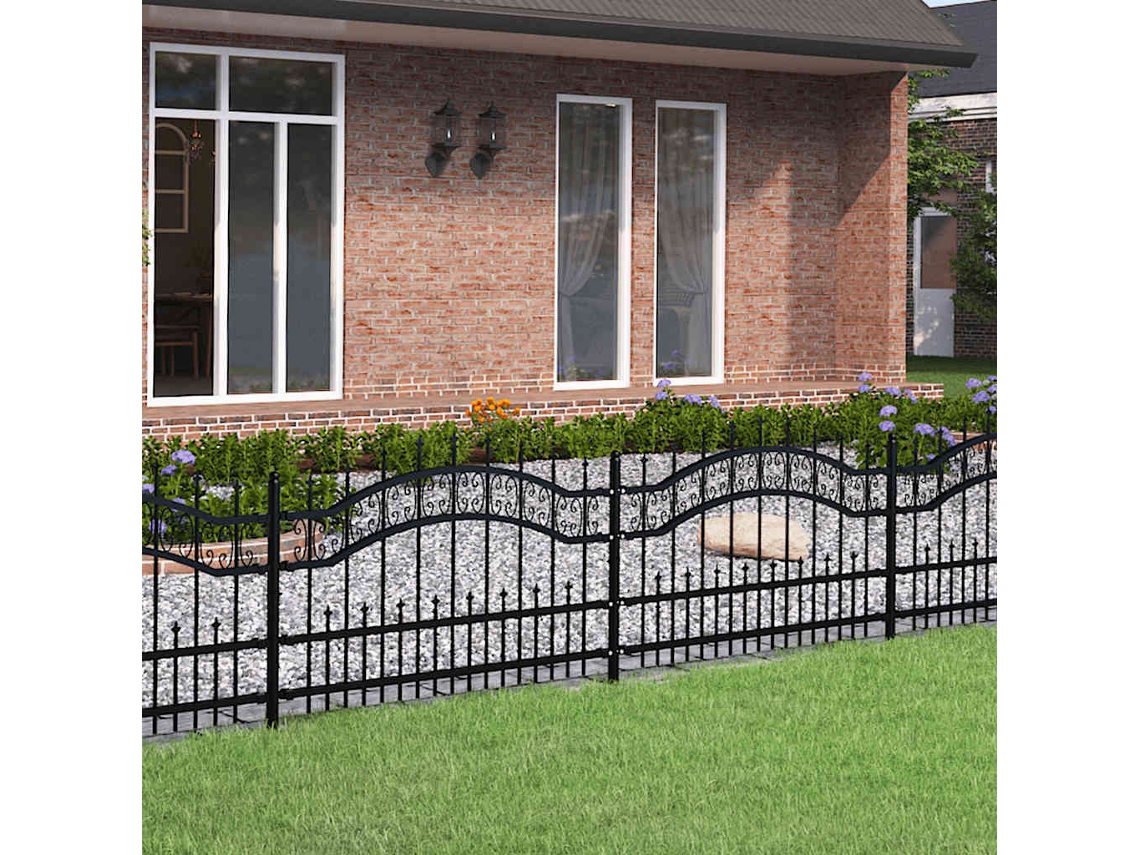 Vidaxl Cerca De Jardim Kampen Com Ponta Em Forma De Lança, Preto, 240x75 Cm, Em Aço.