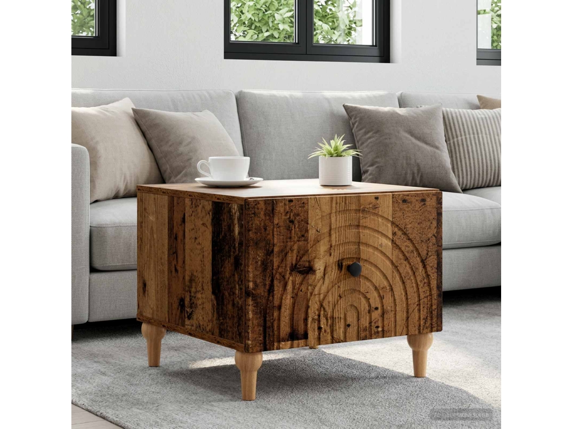 Vidaxl Mesa De Centro Com Gaveta Madeira Antiga 49 X 50 X 40 Cm