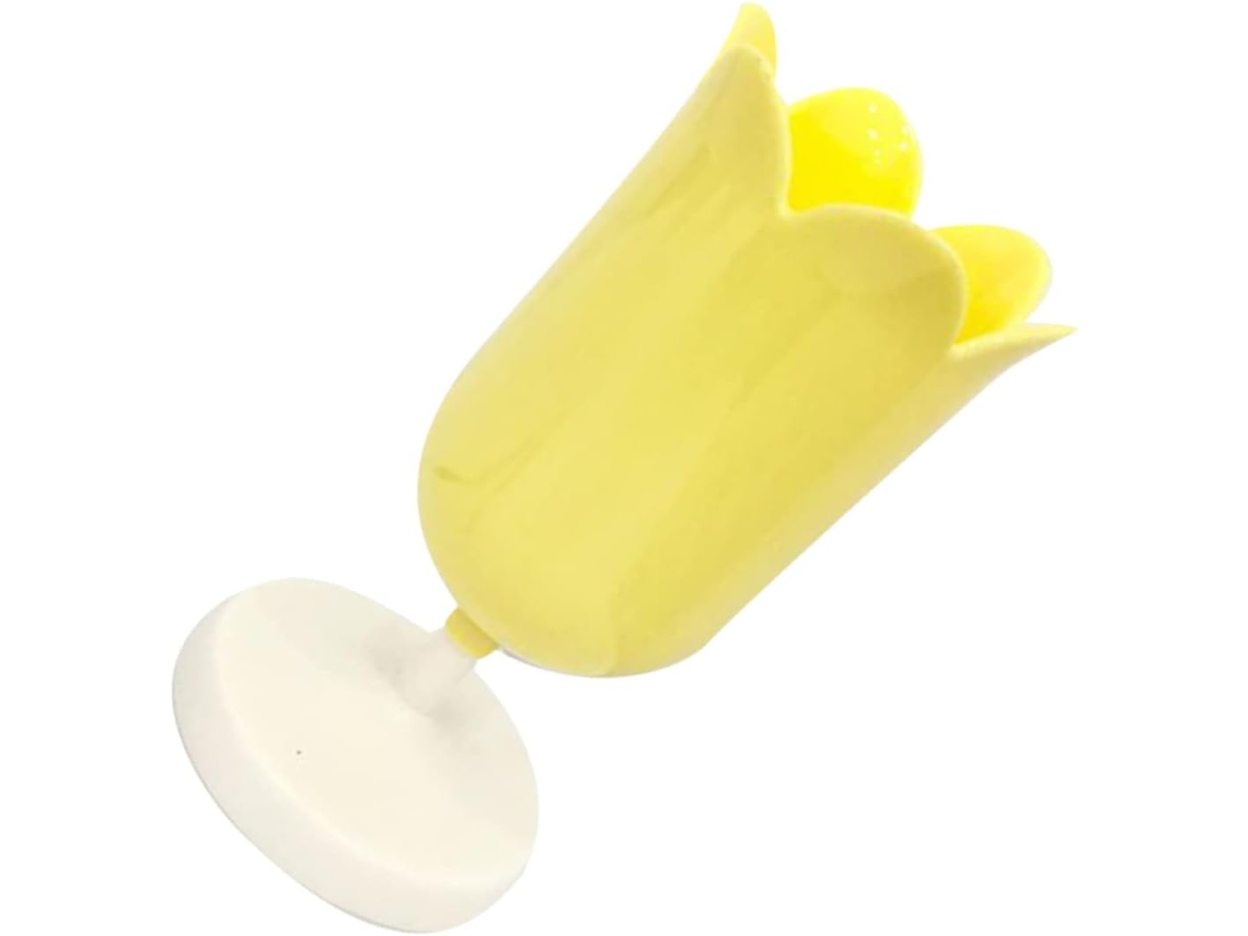 Porta-escovas e organizador de escovas Nuobesty, em plástico amarelo com estampa de folha, ideal para...