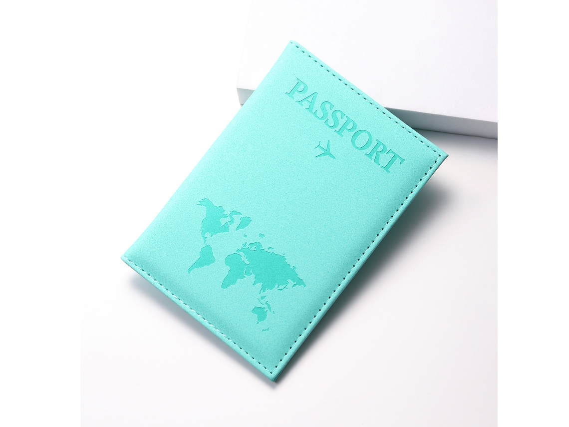 Porta passaporte Azul marinho em Pu Fosco com Estampa de Mapa, Capa para Passaporte AQUAFORGE