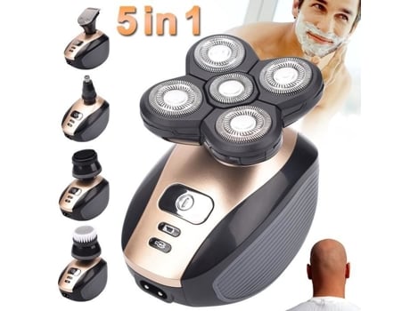 Barbeador elétrico para homens, barbeador de cabeça careca 5 em 1, kit de barbeador elétrico sem fio, aparador de cabelo, à prova dágua, USB, recarre