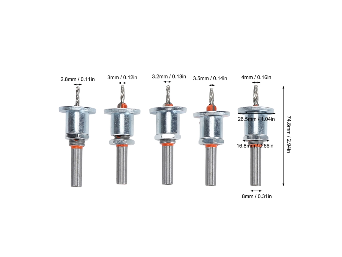 Conjunto De Brocas Ajustáveis De Countersink Para Madeira