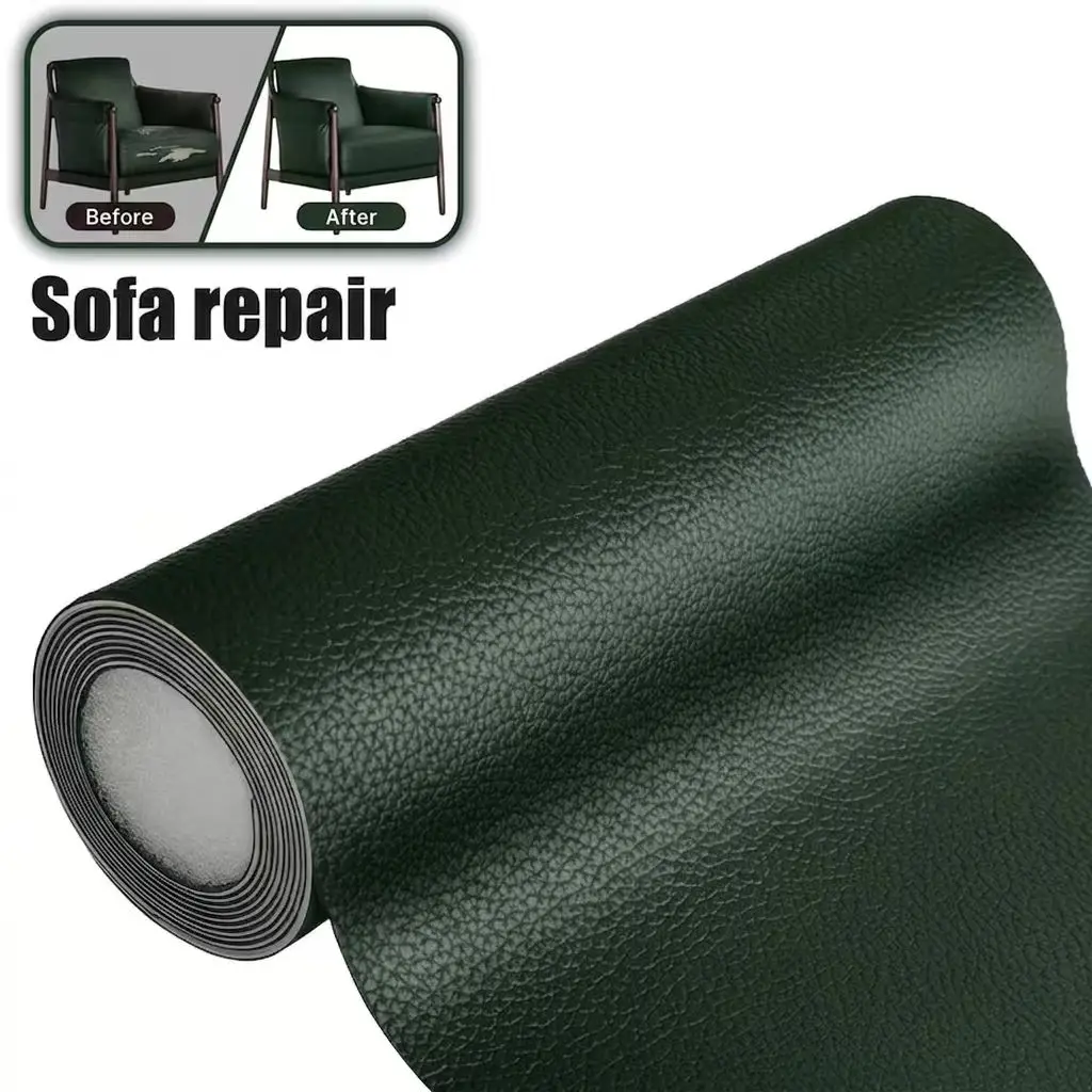 (verde Escuro, 40 X 300 Cm) Aplique Autoadesivo Em Couro Pu Impermeável, Ideal Para Renovação E Reparo De Móveis Domésticos.