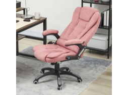 Cadeira De Escritório Com Massagem 6 Pontos, Reclinável 130°, Aquecimento, 65x71x110-120 Cm, Rosa