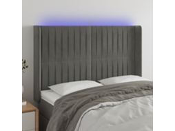 Cabeceira Cama C/ Luzes Led Veludo 147x16x118/128cm Cinza-claro
