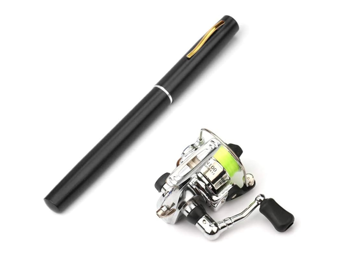 Combo Vara De Pesca Mini Caneta Telescópica Com Molinete Fibra De Vidro Leve Para Água Doce E Salgada