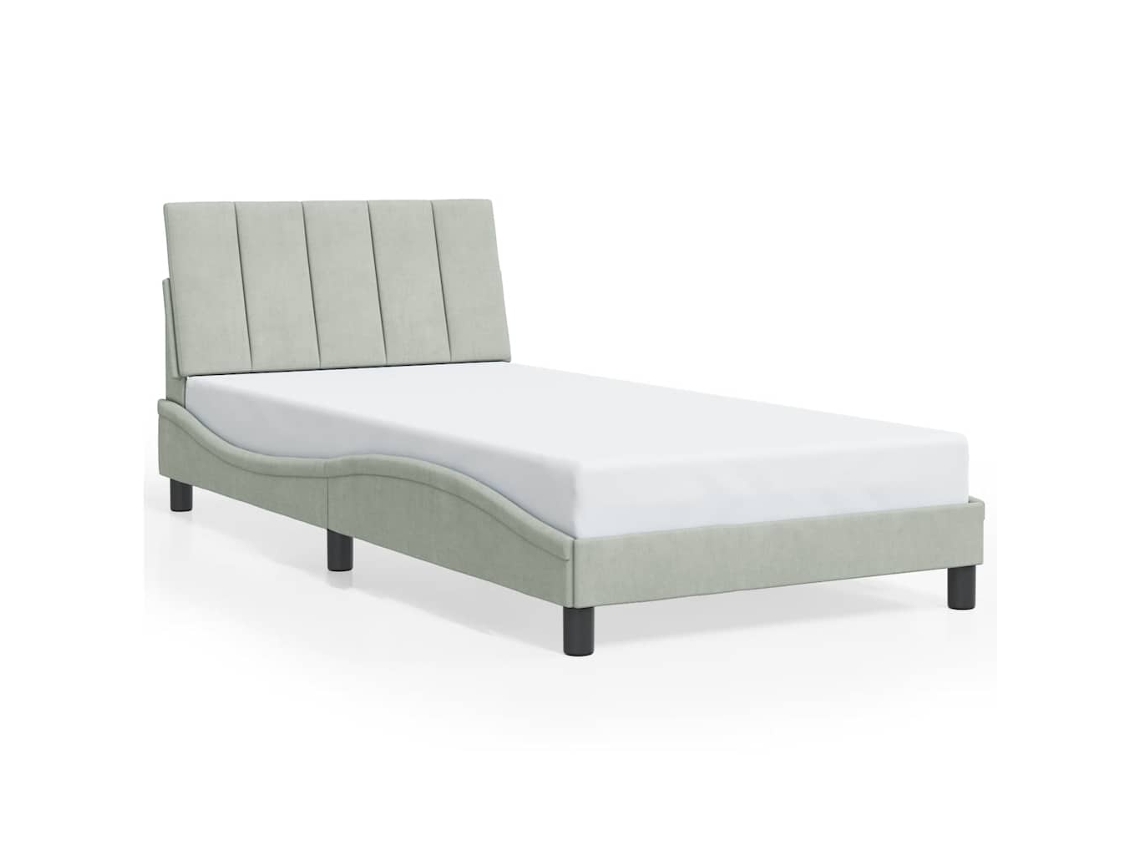 Estrutura de Cama Hanko em Veludo Cinzento Claro 100x200 cm