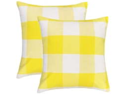 2026 funda de Travesseiro de Quadriculado Búfalo Estilo Rural, 18x18 Polegadas, Amarelo e Branco, 2 Peças, Poliéster Linho