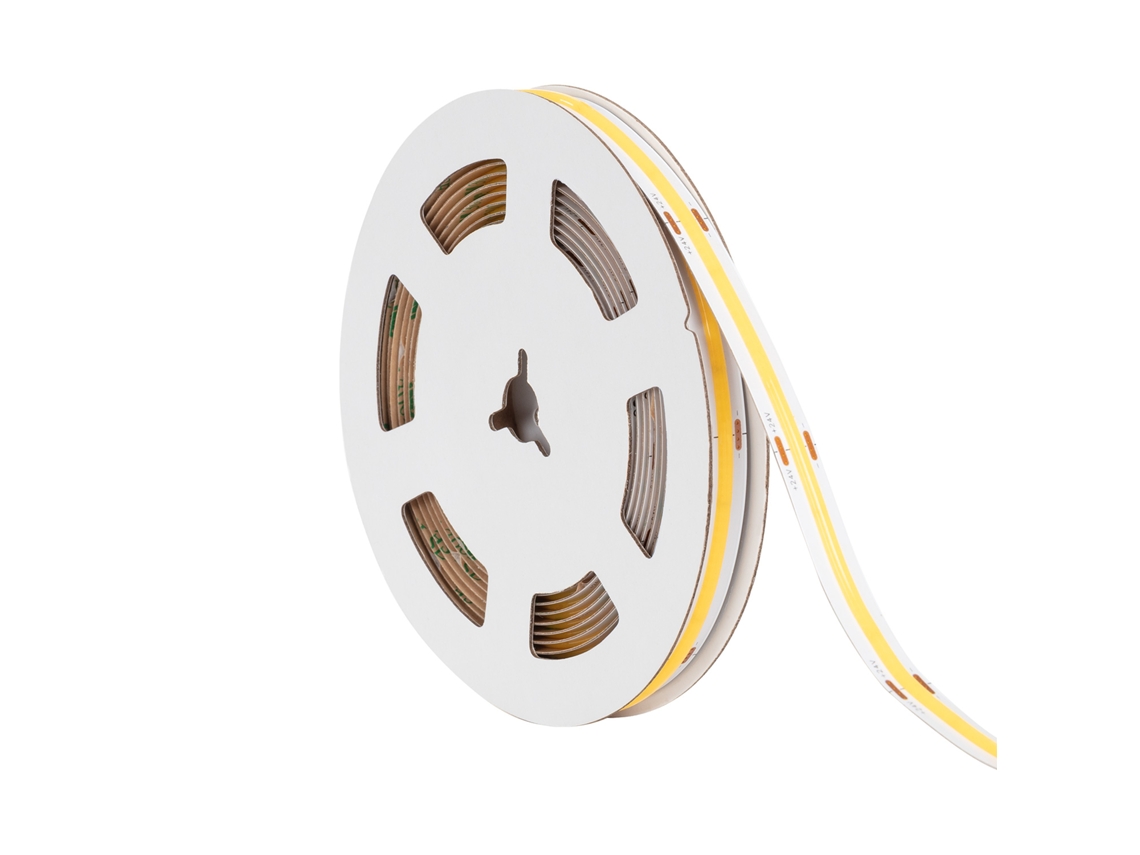 Fita Led 24 V Cob, 480 Led/m, 5 M, 15 W/m, 1500 Lm/m, High Lumen, Largura 10 Mm, Corte A Cada 5 Cm, Ip20, Cri 90 2700k Branco Quente