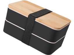 Caixa Bento Japonesa De Bambu Pp Com Dupla Camada Para Preparação Refeições, Com Utensílios, Empilhável E Dividida Em