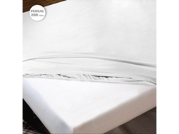 Lençol de baixo ajustável HOSTELINE IRIS PREMIUM (Branco - 100 % algodão - Solteiro)