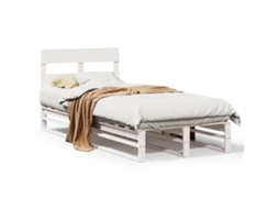 Cama Sem Colchão Madeira de Pinho Maciça Branco 100x200 cm MAISON EXCLUSIVE